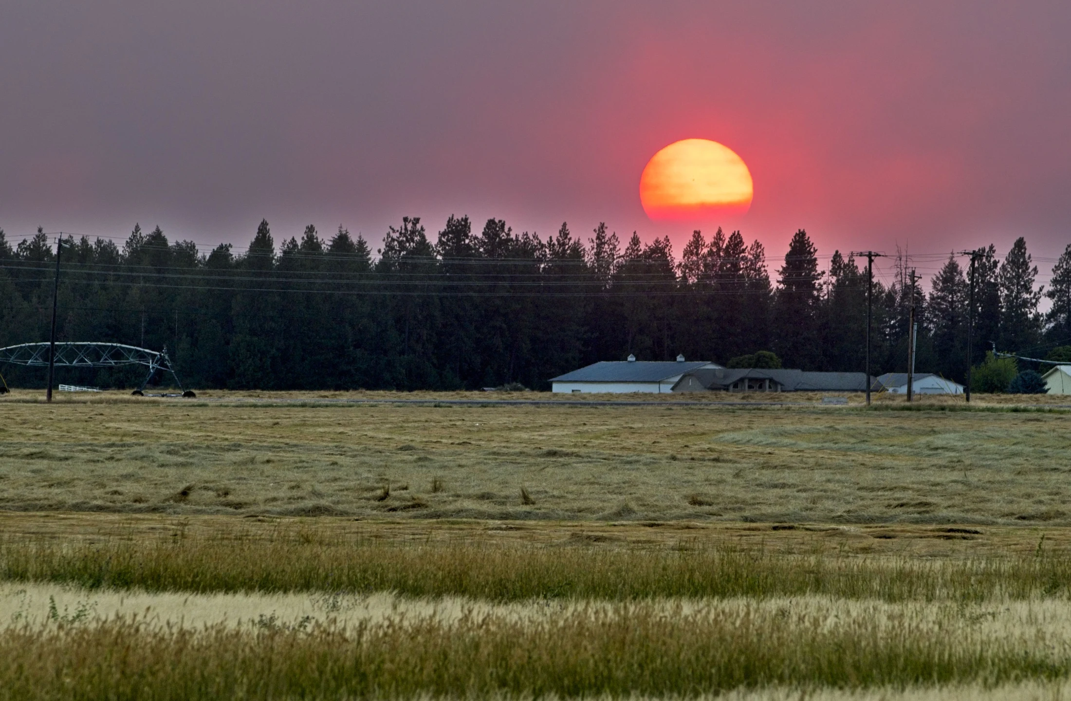 Sunset over open fields